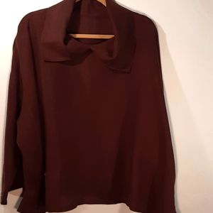 Heydari Designer Women's Top 100 % Linen 3/4 Sleeve Deep Brown Size LG